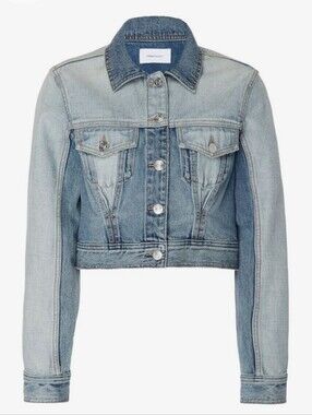 Current/Elliott Reworked Cropped Denim Corset Trucker Jacket Colorblock Size 2
